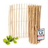Garronda Gartenzaun zum Stecken aus Haselnüsse Zaun Garten Staketenzaun Beeteinfassung Holz Steckzaun Hochwertiger Gartenzaun für Ihren Garten GD-0079 (Lattenabstand: 3-5 cm, 120 cm x 500 cm)