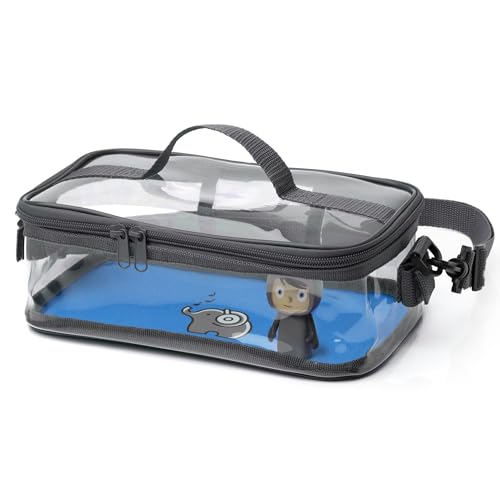 fantifant Magnetboden- Tasche für Toniefiguren | Transparente Tasche zum Transportieren und Aufbewahren von bis zu 30 Figuren (abhängig von der Figurengröße) in haiblau