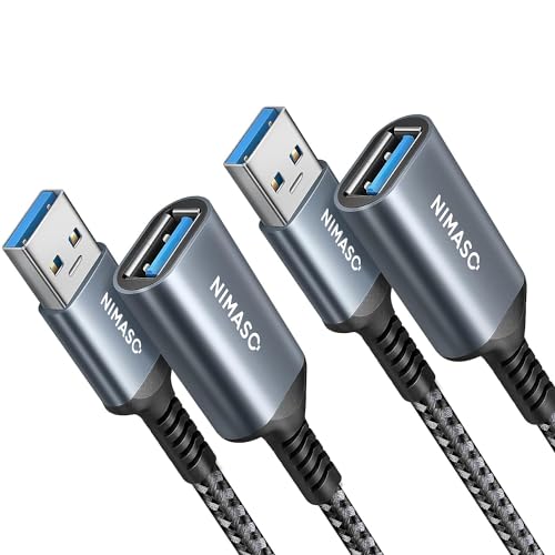 Nimaso Verlängerung Kabel 2 Stück 1M+2M, USB 3.0 Verlängerungskabel A Stecker auf A Buchse mit Nylon Stoffmantel，5Gbps ultraschnelle Übertragung für Kartenlesegerät,Tastatur, Drucker, Scanner, Kamera