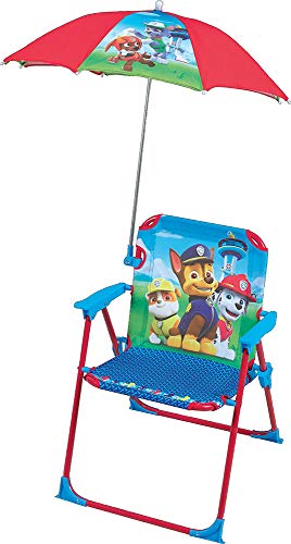 Fun House Paw Patrol Kinder-Klappstuhl mit Sonnenschirm, Stahl, blau, 38 x 8 x 50 cm