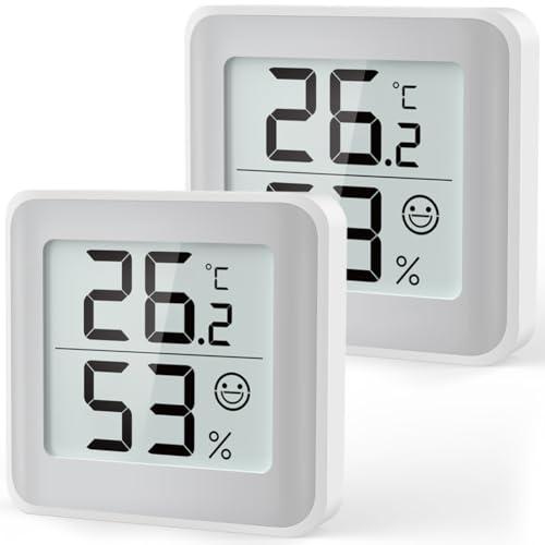 MeesMeek Raumthermometer Innenfeuchtigkeitsmesser Temperaturmonitor Hygrometer Feuchtigkeitssensor mit Komfortanzeige Großes Digitaldisplay für Babyzimmer Büro Weinkeller Lagerhaus(2)