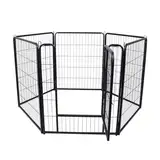 XMTECH 6-teilig Welpenlaufstall Freilaufgehege Hundelaufstall 80cm hoch, Welpenauslauf mit 1 Türen & 5X Erdanker, flexibel und faltbar, Welpengitter für Wohnung & Garten