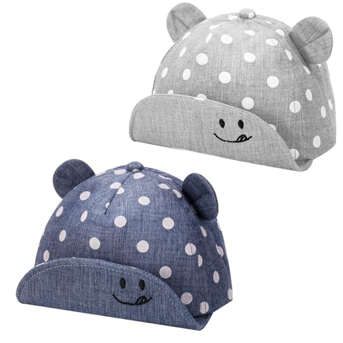 Utensilsto Schirmmütze Baby Cap, 2 Stück 6-24 Monate Sommer UV Schutz Baby Schirmmütze für Jungen und Mädchen, Baby Baseball Cap Mit Größenregulierung, Baby Baseballkapp für Strand und Camping