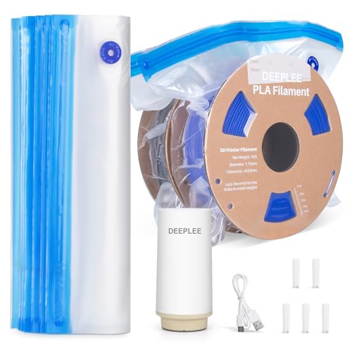 DEEPLEE Filament Vakuum Aufbewahrungsbeutel Kit, 30 Stück 3D-Druck Filament Vakuum Versiegelte Beutel mit Elektrischer USB-Pumpe, Feuchtigkeits und staubbeständig, 13.4 * 11.8 Zoll