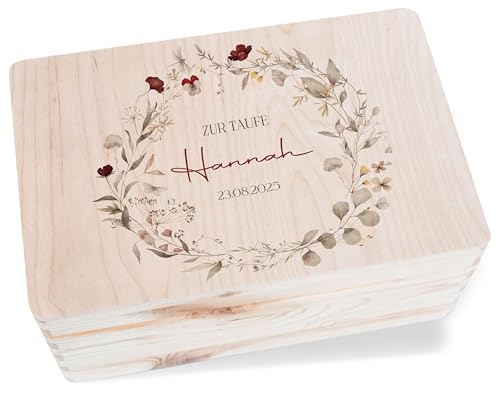 Baby - Taufe Erinnerungsbox aus Holz für Kinder und Babys | Erinnerungen Taufe | Perfektes Taufgeschenk | Erinnerungskiste zur Taufe - 30 x 20 x 14 - Holz - originelle taufgeschenke taufbox tauf