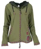 GURU SHOP Nepal Ethno Jacke, Bestickte Boho Jacke - Olivgrün, Damen, Baumwolle, Size:XL