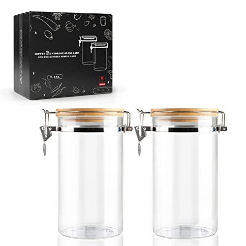 LIBWYS Luftdichte Vorratsgläser Kaffeebehälter mit Bügelverschluss Deckel Eckig Vorratsdose Glas (2pcs)