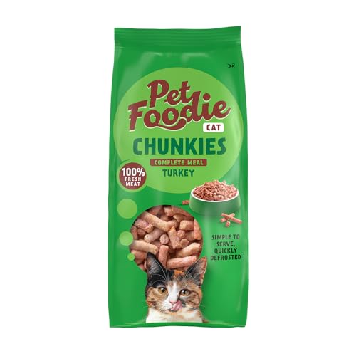 PetFoodie Chunkies Pute für Katzen - 100% Frischfleisch & natürlich, ohne künstliche Farb- & Aromastoffe, ohne Konservierungsstoffe, glutenfrei, einfach zu servieren, für alle Katzen, 10x300g TK-Ware
