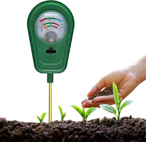 PEHTIY Bodenmessgerät 3-in-1, Boden PH-Messer, Bodentester für pH, Feuchtigkeit und Fruchtbarkei, Boden Feuchtigkeitsmesser für Garten, Bauernhof, Rasen, Kein Batterien erforderlich
