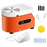 Do-Electr 25CM Töpferscheibe Maschine mit LCD-Anzeige 350W Pottery Wheel Keramik Clay Maschine töpferscheibe fußantrieb für Keramikarbeiten Clay mit Waschbecken mit abnehmbarem ABS-Becken