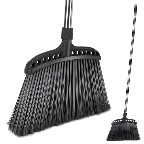 MASTERTOP Besen mit Stiel - Professioneller Straßenbesen & Gartenbesen mit 140cm Griff, Strapazierfähige Borsten + Innen/Außen Nutzung für Terrasse/Garage/Hof - Schwarz