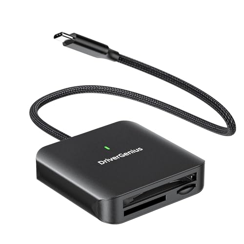 DriverGenius Prox HB080 | 3-in-1 USB-C UHS-II Kartenleser für Fotografen, Videografen, SD4.0, microSD4.0, CompactFlash-I