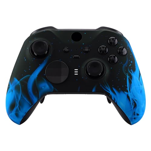 eXtremeRate Front Case für Xbox Elite Series 2-Core Controller, DIY-Ersatz Hülle&Thumbstick Accent Ring Gehäuse Zubehör für Xbox Elite Series 2 Gamepad Modell 1797-Blaue Flamme