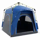 Outsunny Kuppelzelt für 4 Personen leicht, stabil wasserdicht UV 50+ Pop Up Campingzelt mit Haken Tür Fenster, Bodenplane Familienzelt mit 1000mm Wassersäule Zelt für Camping Reise Trekking Garten