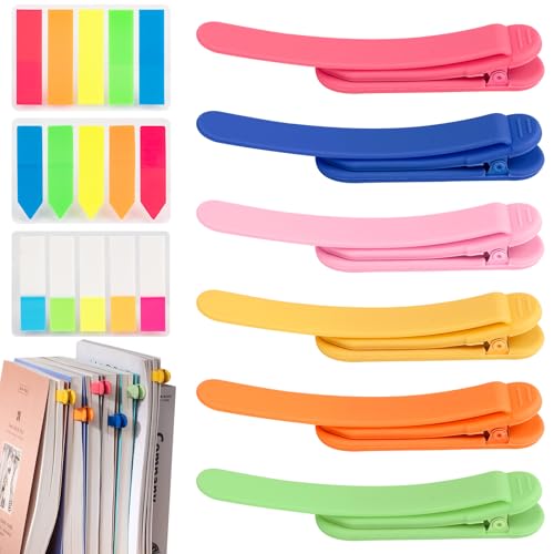 6 Stück Automatisches Lesezeichen, Intelligente Silikon Lesezeichen für Frauen Männer Kinder Lesen Buch Zubehör Automatic Bookmark 300 Stück Index Sticker Tabs für Leseliebhaber Schulbedarf