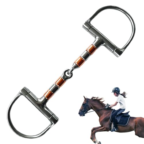 Trensengebiss Für - Pferdegebiss Aus Edelstahl, Trensengebiss Aus Edelstahl | Mundgebissrolle Mit Kupfer, Eingelenkiges Pferdegebiss, D-Ring-Trensengebiss Für Den Reitsportbedarf