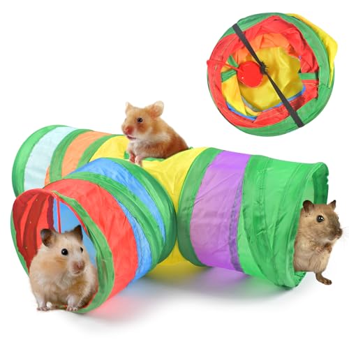 Forhome Faltbarer Meerschweinchen Tunnel, 3-Wege Kleintieraktivitätstunnel Spielzeug,Kaninchen Spielzeug Tunnel,Meerschweinchen zubehoer,für Meerschweinchen Ratte Chinchilla Frettchen Hamster