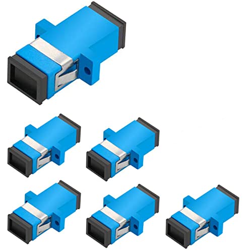 Greluma 6 Stk SC-Glasfaser-Koppler, SC-Einzel-Modus (SM)-Simplex-Glasfaser-Adapter, SC-Buchse auf SC-Buchse UPC-Simplex-Einzel-Modus-Netzwerk-Internetanschluss