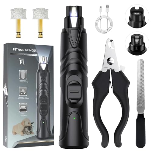 OWill Hunde Krallenschleifer mit Licht, mit Dog Nail Clippers, Zwei Nagelschleifköpfen und Nagelfeilen, für Große, Mittelgroße und Kleine Hunde