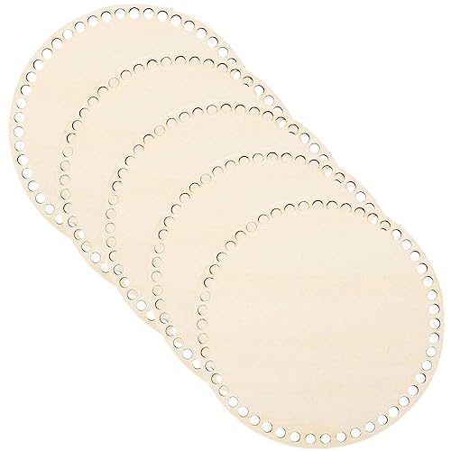 COHEALI Holzkorbboden 5 Stück Runde Häkelkorbbasis Natürliche Leere Holzbasis Former Für Diy-Stricken Korbweben Basteln Tasche Umhängetaschen Geldbörsenherstellung 25 Cm