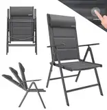 GARMIO® Gartenstuhl Florenz Anthrazitgrau, 7-Fach verstellbar, klappbar, inkl. höhenverstellbares Nackenkissen, für Terrasse oder Garten