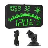 Digitaler Tacho Auto,AMHVMU G10 Digital Speedometer mit GPS-Geschwindigkeits Kompass, Echtzeitdaten & Saugnapfhalterung (Universal für alle Autos)