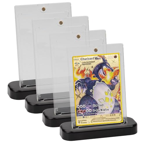 4pcs Magnetic Card Holder 35PT Magnetischer Kartenhalter mit 4pcs Sammelkarten Ständer Karten Hüllen Trading Card Sleeve UV Karte Folien Magnet Holder Hardcase für Yugioh TCG Toploader