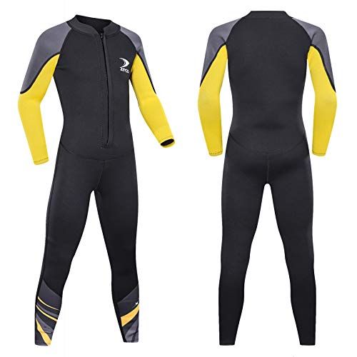 ZCCO Kids Neoprenanzug, 2,5 mm Neopren-Thermo-Badeanzug, Jugend-Badeanzug für Jungen und Mädchen Wärmeanzug mit Langen Ärmeln zum Tauchen, Schwimmen, Surfen … (schwarz, L)