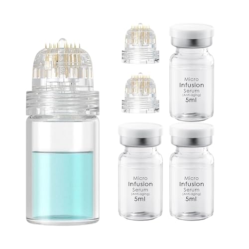 Microneedling Infusionssystem Set, Micro Microneedle Infusionssystem inklusive Hydra-Nadel 0,5 mm 1 Stk., 2 Ersatznadeln und 3 Anti-Aging Serum Ampullen 5 ml, Anti-Aging Lösung Behandlung
