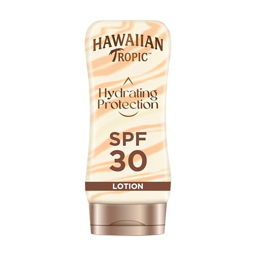Hawaiian Tropic| Hydrating Protection Sonnenschutz mit LSF 30, UVA- und UVB-Schutz, 180 ml, 12 Stunden Feuchtigkeitsversorgung mit Kakao- und Sheabutter, wasserfest, vegan