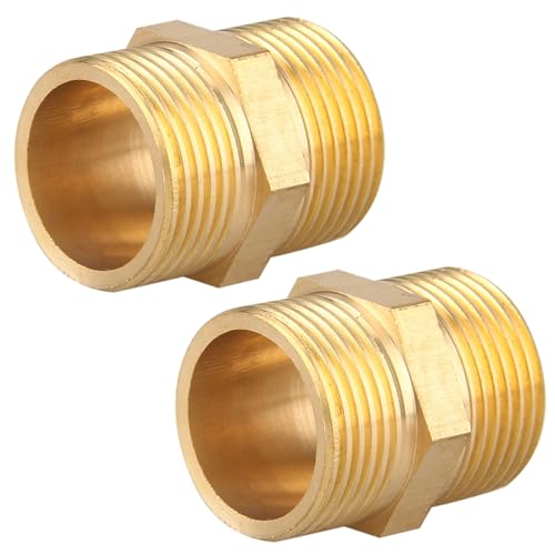 Doppelnippel G1 Zoll(Ø 32,5mm) Messing Außengewinde, 2 Stück Doppelnippel Sechskant G1" AG/AG, Verbindungsstück 2xAG Gewindefitting, Doppel Nippel Messing Fittings für Trinkwasser geeignet