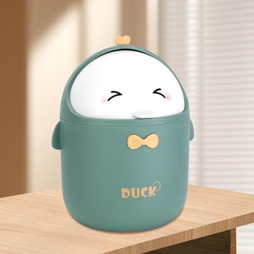 Gowkeey Tischmülleimer mit Deckel, Süße Cartoon Mülleimer, Süße Cartoon Tisch Mülleimer, Klein Mülleimer Kinderzimmer, Mülltonne Klein Papierkorb, Table Trash Bin, Mülltonne Klein Papierkorb 19×12cm