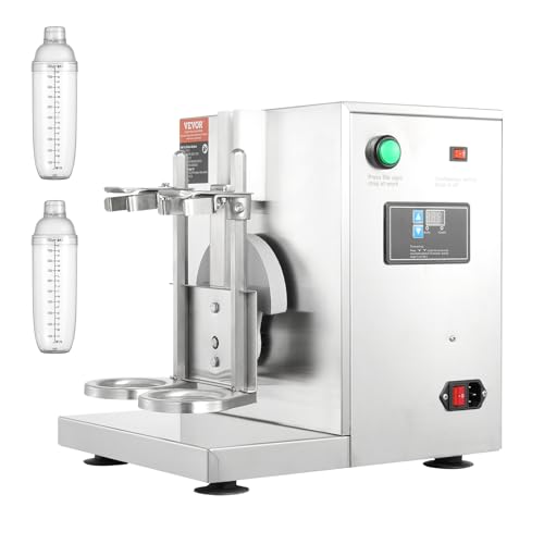 VEVOR Milchshake-Maschine, 120 W Kommerzielle Milch-Tee-Shaker-Maschine, Doppelkopf-Milchshake-Mixer-Maschine, 0-180s Einstellbarer Milchshake-Mixer, mit PC-Becher, für Milch-Tee-Geschäft