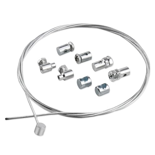 1.2M Kupplungskabel Reparaturset Universal, Ø2mm, inklusive 2 Kabelklemmen, aus verzinktem Stahl, geeignet für Motorräder, Mopeds, Crossbikes - Einfache Montage und Anpassung (1 Kupplungskabel)
