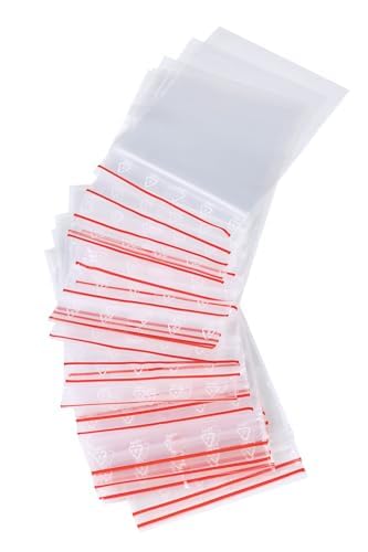 Pakico | 100 Plastikbeutel Zipper 6 x 8 cm | Verschließbare Ziplock-Beutel | Kleidungsgepäck Verpacken | Druckverschlussbeutel | Wiederverschließbare Plastiktüten | Verpackungstüten 6cm x 8cm