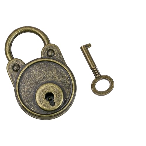 HMF Vintage Deko Vorhängeschloss mit Schlüssel | 4,8 x 3 x 1 cm | Bronze