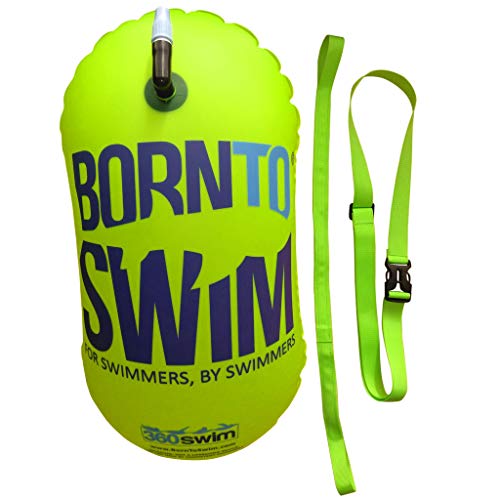 BornToSwim Helle Sicherheitsboje Ohne Trockentasche Schleppboje für Schwimmer, Neongrün, 28 x 49 cm, BUO-to-U-E-O-LL