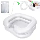 TYBYBB Haarwaschbecken für Bettlägerige, Aufblasbares Haarwaschbecken mit 1M Ablaufschlauch, Haare waschen im Bett Mit Duschkopf und Wassersack, für Schwangere Verletzte Behinderte Senioren