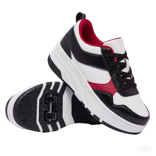 ANEFUN Jungen Mädchen Schuhe mit Rollen Skate, Kinder Rollschuhe Schuhe mit 4 Rollen Abnehmbar, Komfort Outdoor Sportschuhe für Kinder
