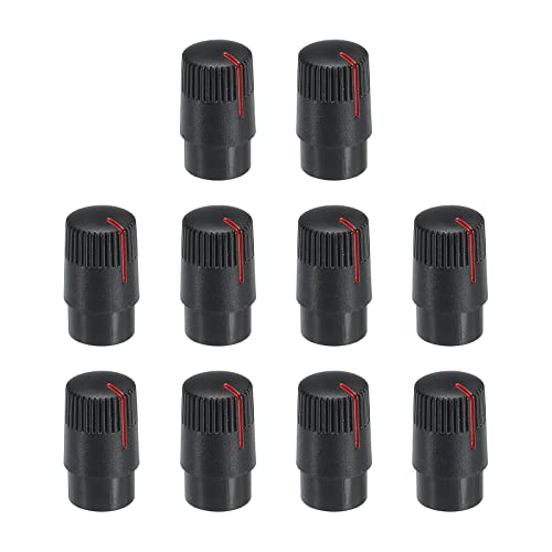 QUARKZMAN Potentiometer Drehknopf ABS Gitarre Knopf für 6mm D Typ Welle E-Gitarren Verstärker Stereoanlagen Bass Lautstärke Ton 180° Drehknopf Schwarz Rot 10Stk