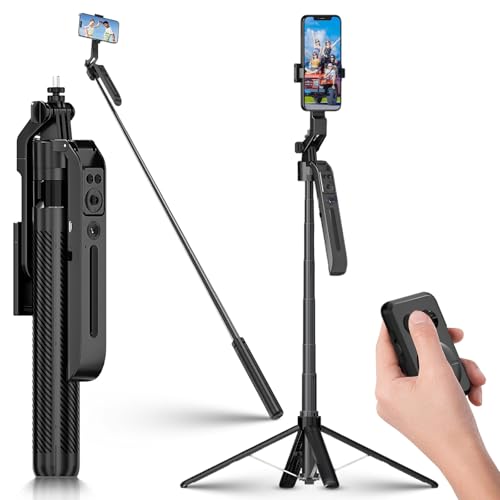 Auto Face Tracking Handy Stativ, 360° Drehung Selfie Stick Stativ, 180cm Ausziehbarer mit Fernauslöser, Eingebaut Verfolgung Kamera Stativ für YouTube Tiktok Videodreh, für iPhone/Samsung Smartphone