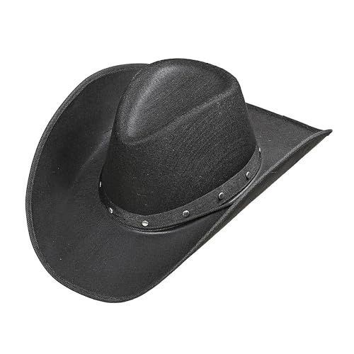 W WIDMANN MILANO Party Fashion 01101 - Cowboy Hut mit Nieten, Schwarz, Wilder Westen, Hut, Kopfschmuck, Accessoire, Karneval, Mottoparty