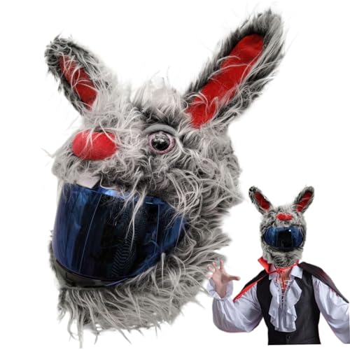 Motorradhelmabdeckungen, Halloween Rabbit Plush Helm -Helm -Cover Motorrad mit langen Ohren, dekorative lustige niedliche Cartoon ohne Blockierungshelm für Reiten, nur Deckung