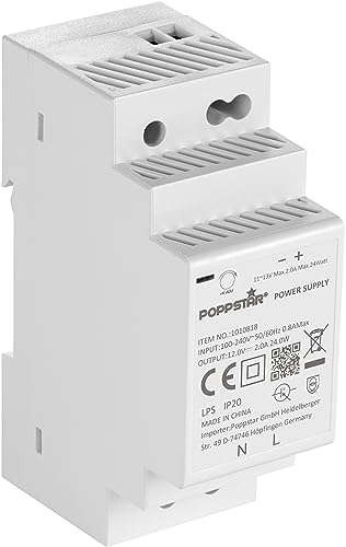 Poppstar Hutschienen-Netzteil P-30-12- 12V (Output 12 V DC 2 A max. 24W, Input 100-240 V AC 50/60 Hz)
