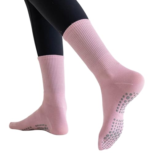 Lange Socken für Damen, einfarbig, mittellange Schlauchsocken, Silikon, Slip für den Innenbereich, Fitness, Sport, Bodensocken Sneaker Socken Damen Schwarz Glitzer (One Size)