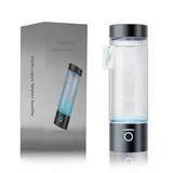 madeking Wasserstoff-Wasser-Flaschen-Generator - 400ml wiederaufladbare Wasserstoff-Wasser-Ionisator-Maschine, tragbare Glas Wasserstoff reichen Wasser Cup Maker, gut für Sport, Geschenk (Schwarz)