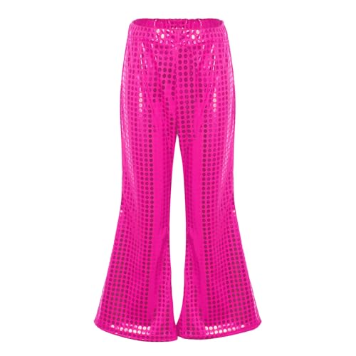 Karneval Kinder Glitzer Hose Schlaghose mit Pailletten Festliche Tanzhose für Jungen Mädchen Elegante Kinder Partyhose Glitzer Schlaghose für Karneval Bühnenauftritt