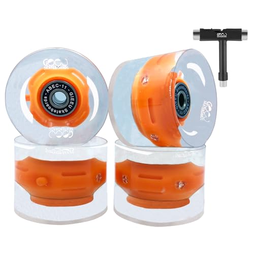 GIEEU Skateboard-Räder mit 60 mm Kugellager, Longboard-Räder, Straßenräder, 80 A (wh-Orange-T)