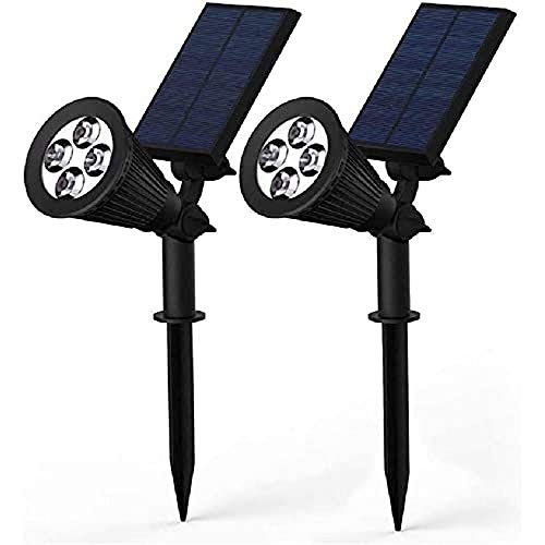 GRIFEMA DG2005, Solarleuchte Garten 4 LED, Wasserdichte Strahler, 2 Stück,Grau