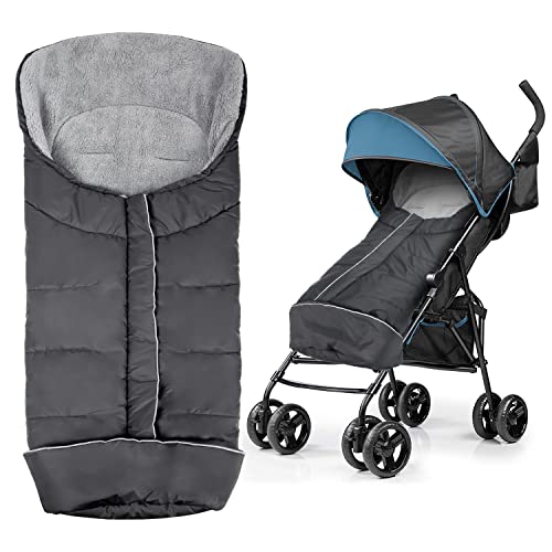 Winterfußsack Baby Fußsack Fußsack für Kinderwagen Buggy Gepolsterter Fußsack Winterfußsack Reißverschluss Waschbar für Babyschale, Kinderwagen & Buggy (Black-Gray-02)